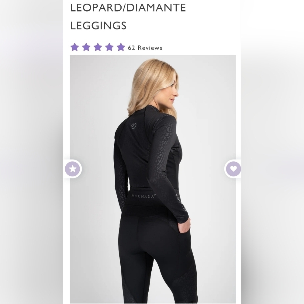 Mochara black leopard Diamante leggings with phone pockets women's sz small